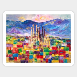 Colorful Barcelona. La Sagrada Familia Sticker